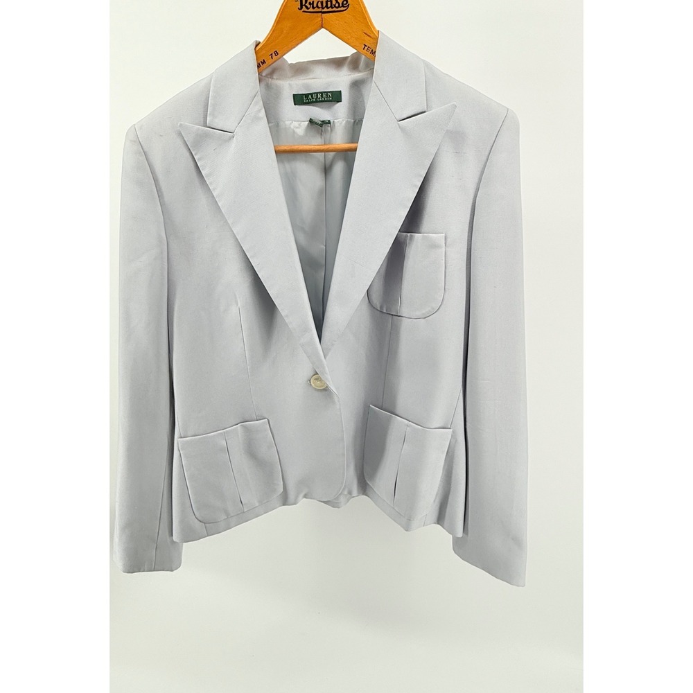 LAUREN Ralph Lauren Silk Blend Blazer Jacket‎ Women's Size 14 One Button